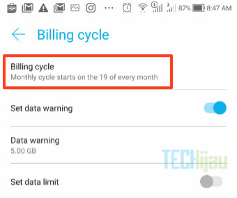 set billing cycle android