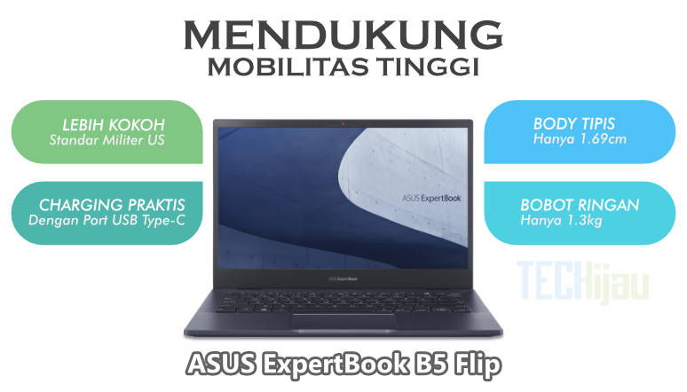 Laptop bisnis terbaik ExpertBook B5 Flip mudah dibawa