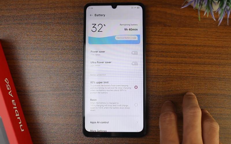 Fitur baterai nubia A56